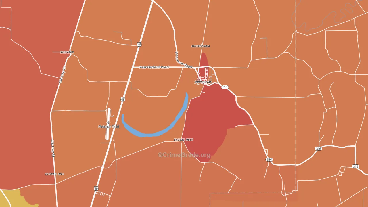 Jonestown, MS Map of Assault Rates