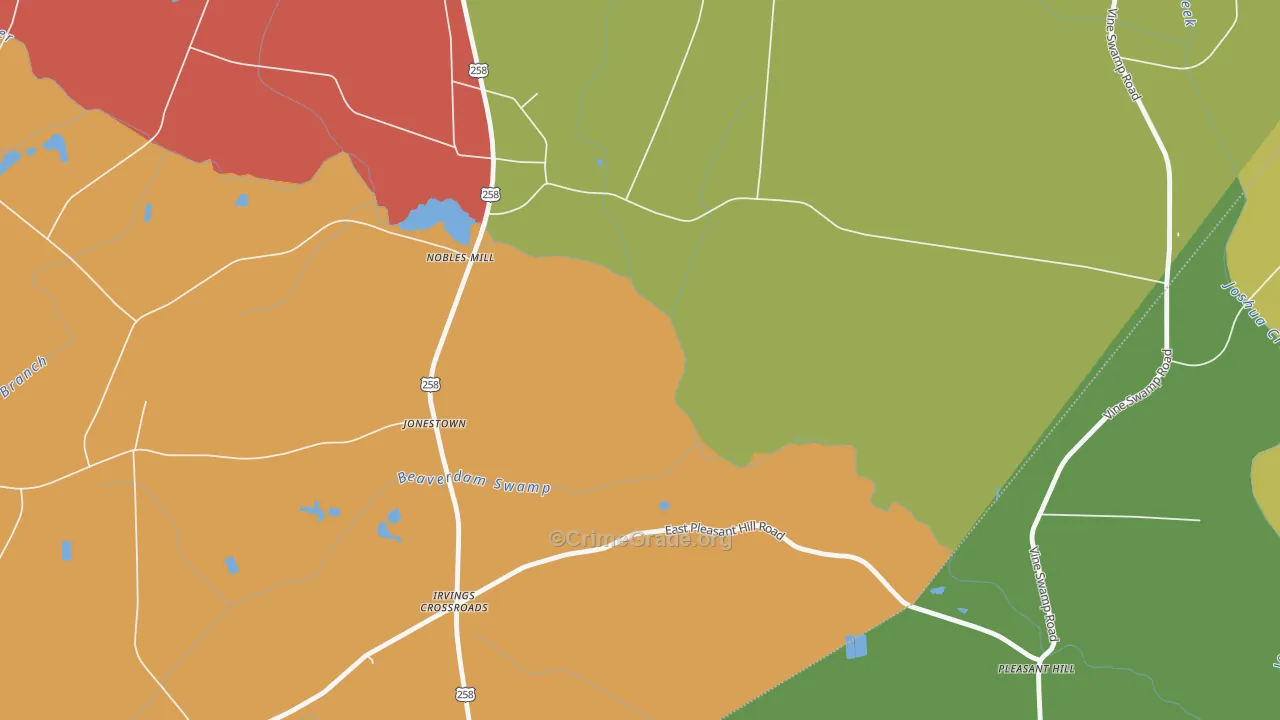 Jonestown, NC Map of Assault Rates