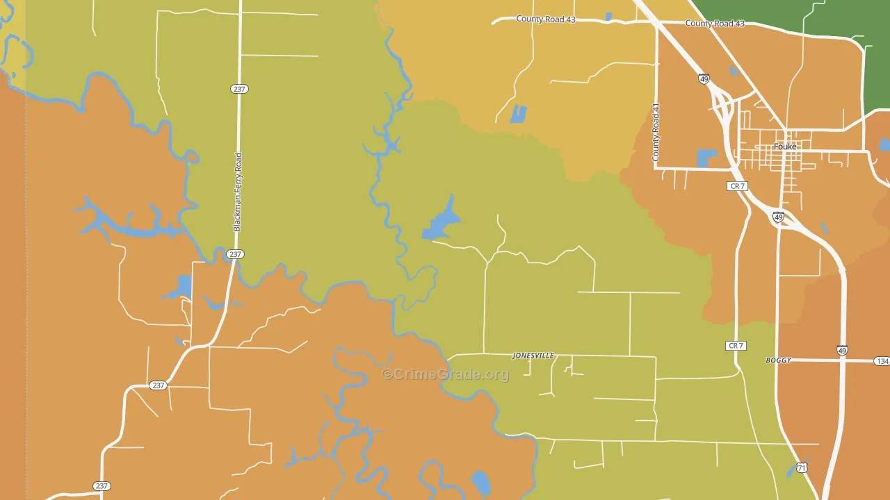 Jonesville, AR Map of Assault Rates