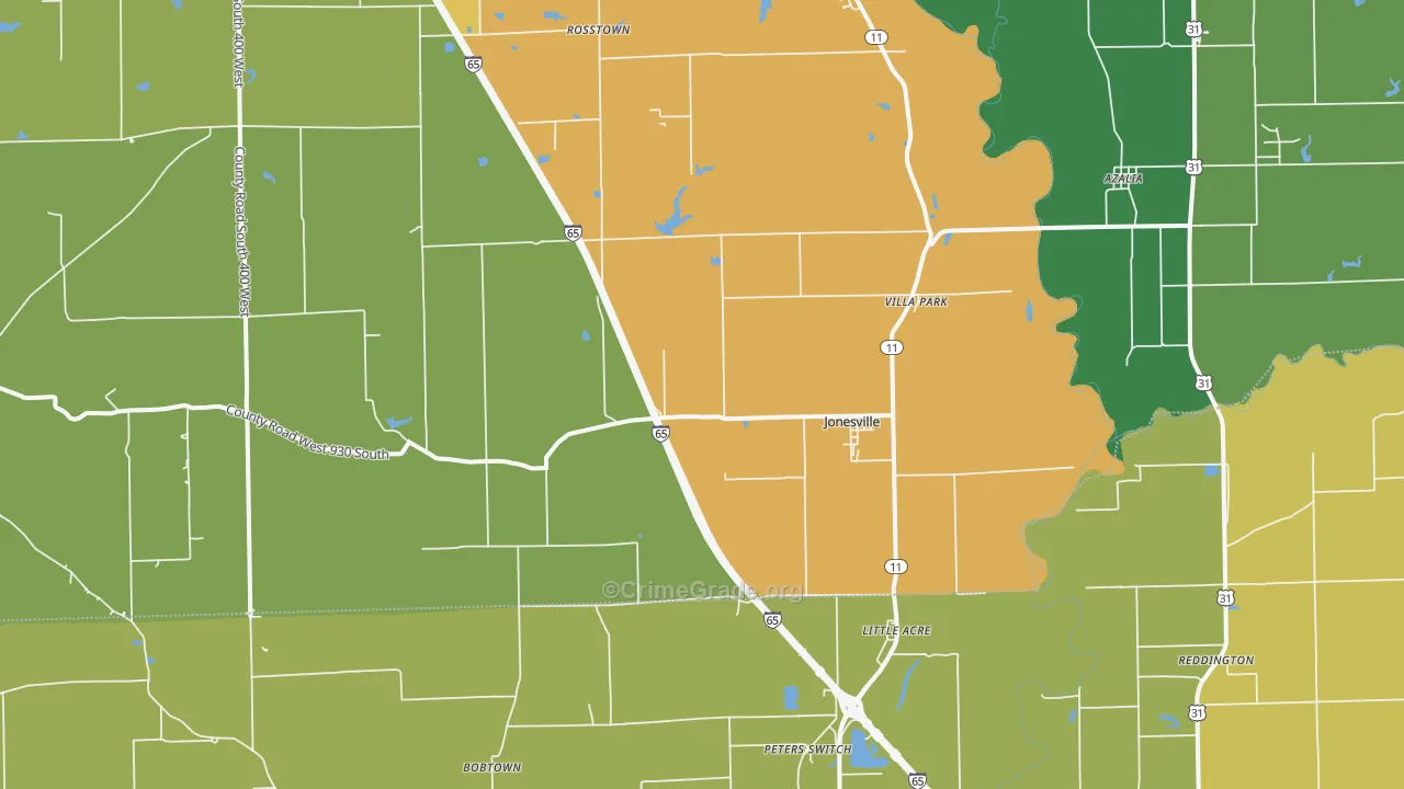 Jonesville, IN Map of Assault Rates