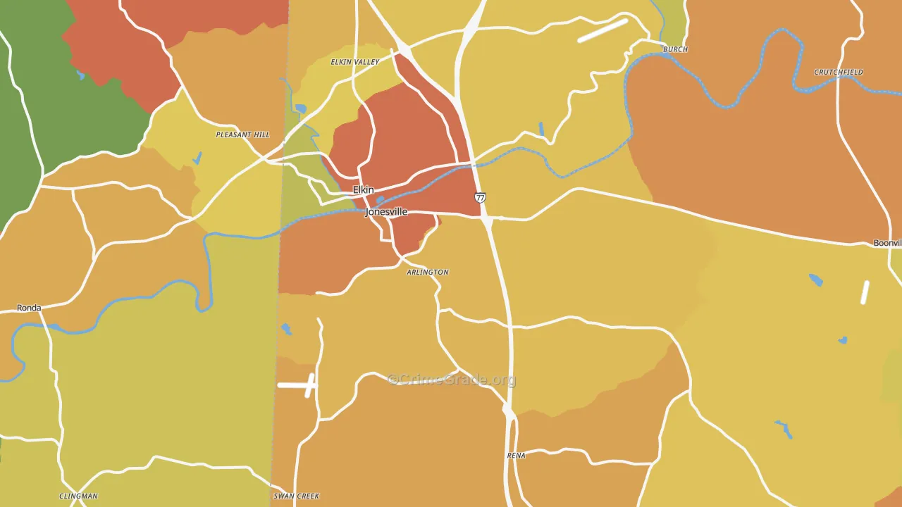 Jonesville, NC Map of Assault Rates