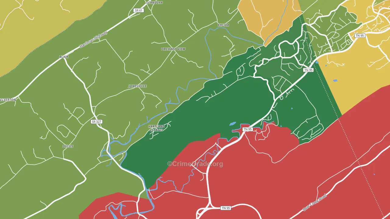 Jonesville, TN Map of Assault Rates