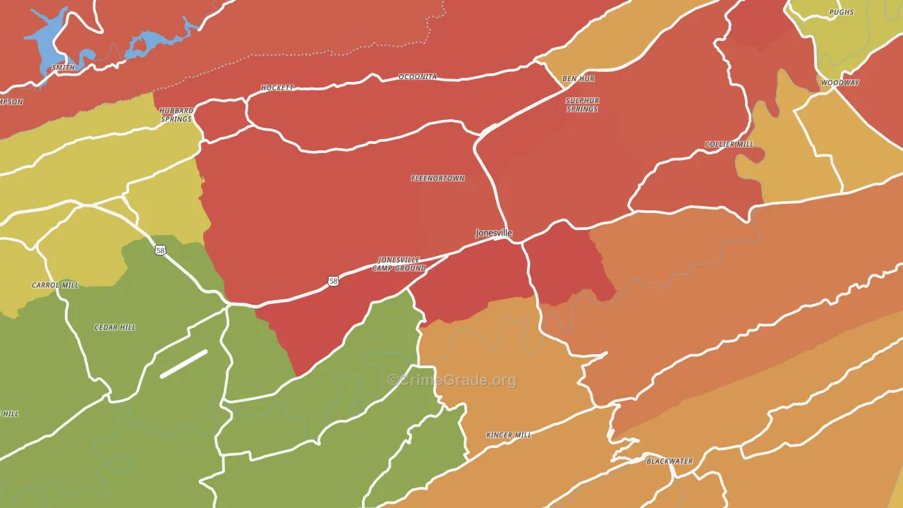 Jonesville, VA Map of Assault Rates