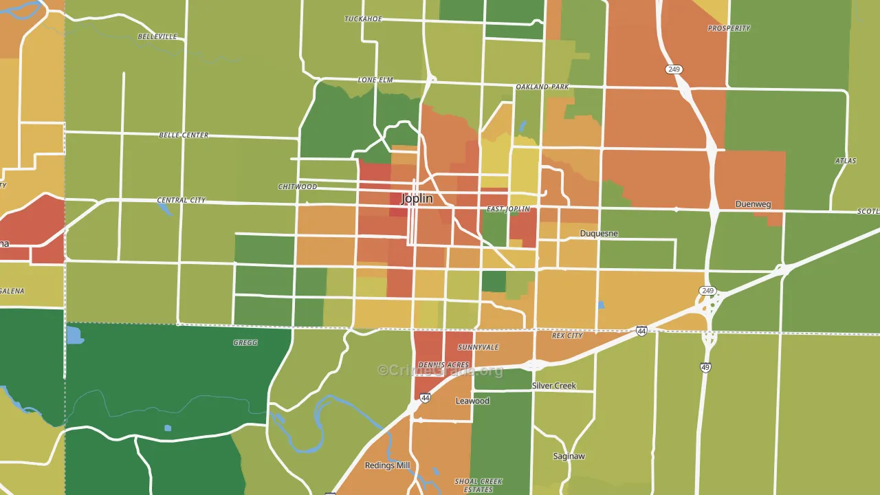 Joplin, MO Map of Assault Rates