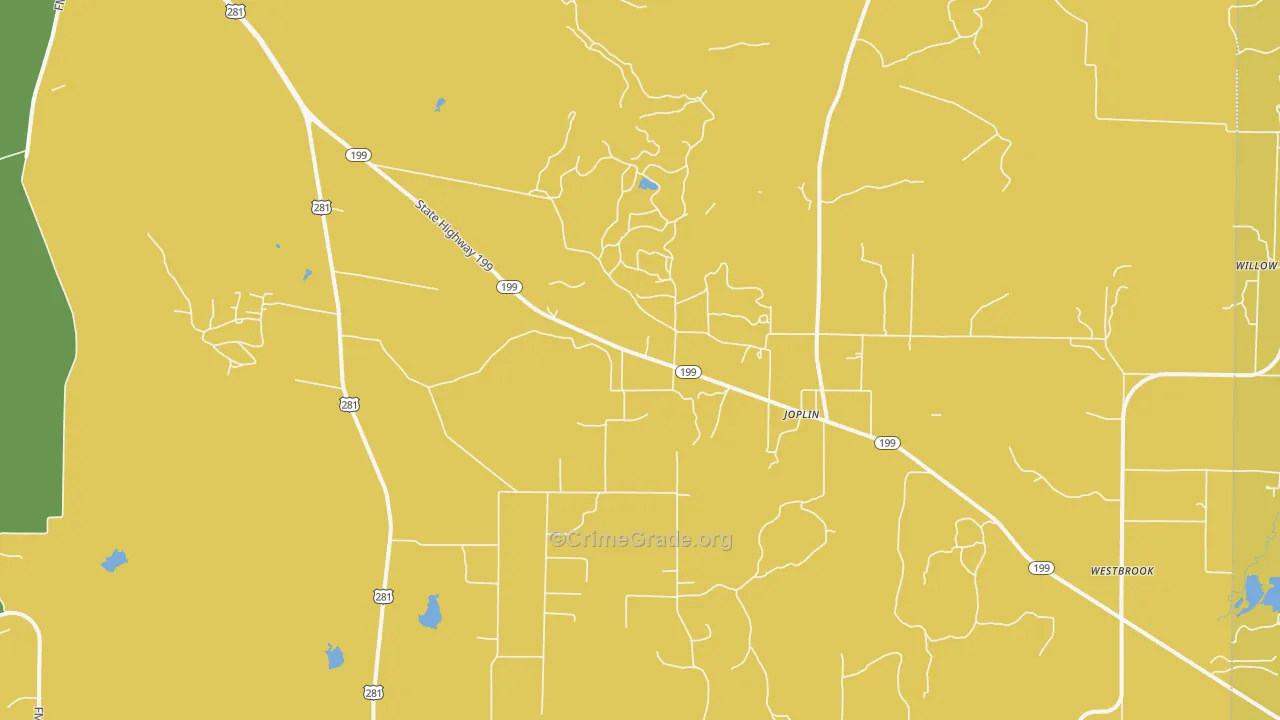 Joplin, TX Map of Assault Rates