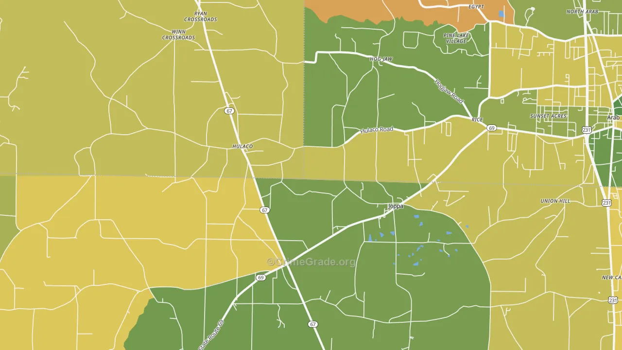 Joppa, AL Map of Assault Rates