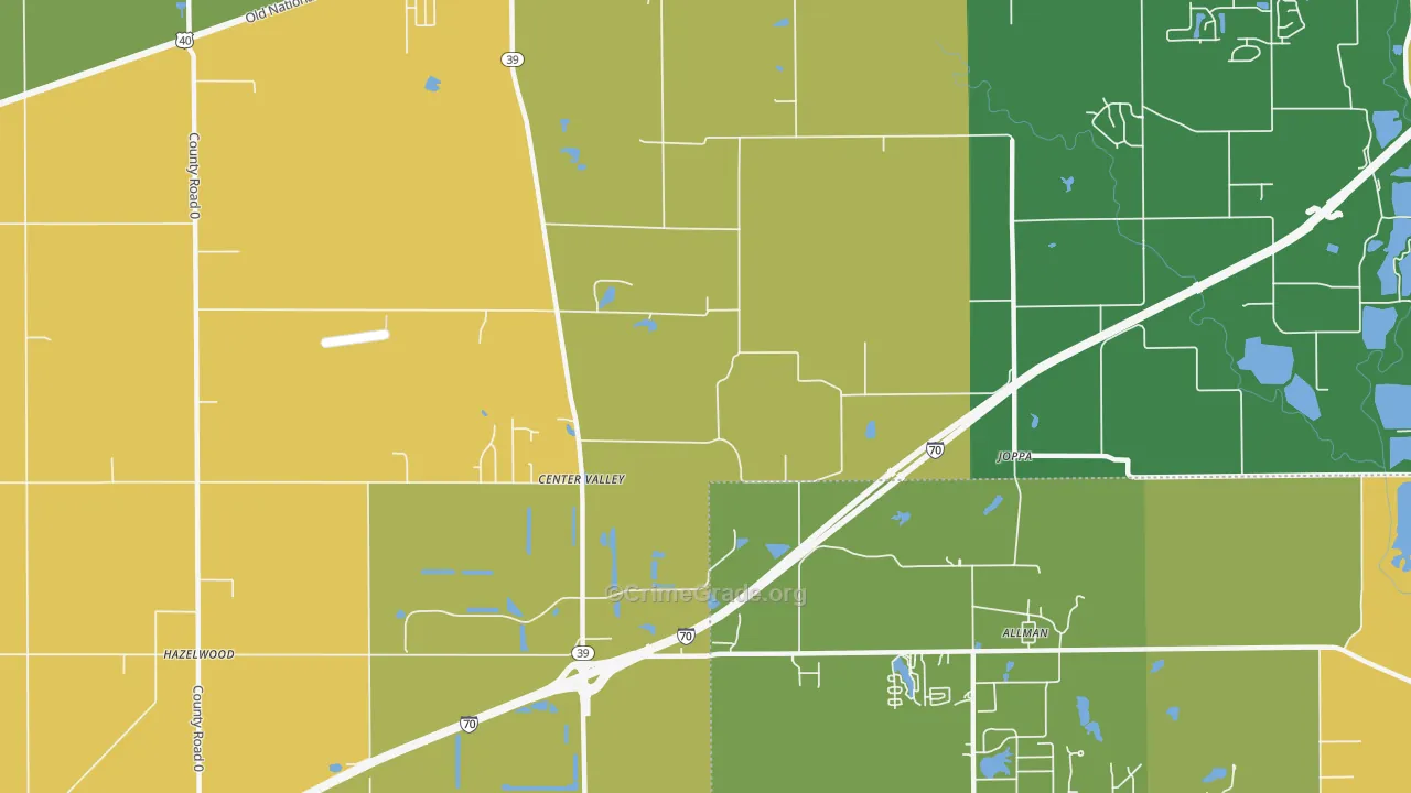 Joppa, IN Map of Assault Rates