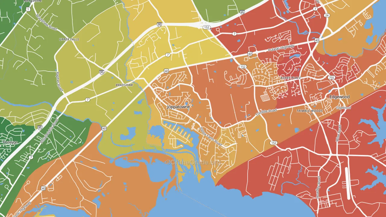 Joppatowne, MD Map of Assault Rates