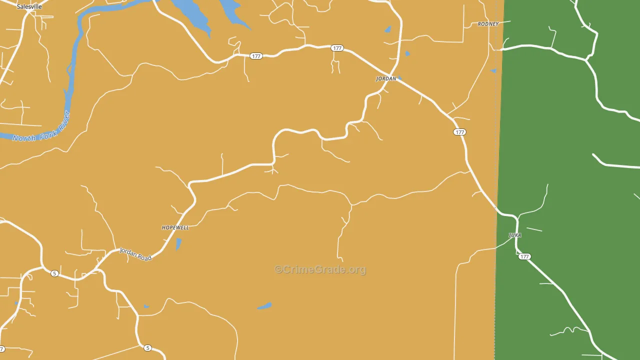 Jordan, AR Map of Assault Rates