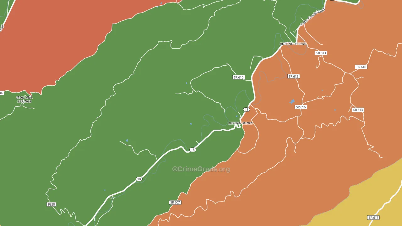 Jordan Mines, VA Map of Assault Rates