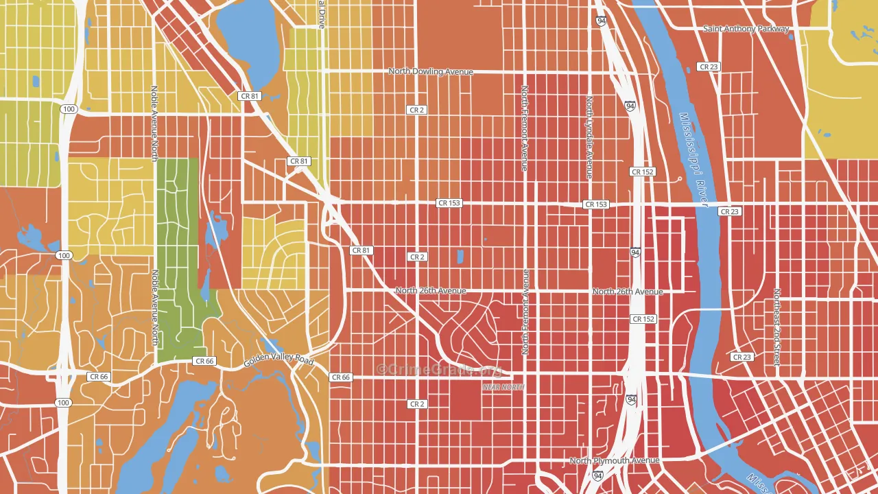 Jordan, Minneapolis, MN Map of Assault Rates