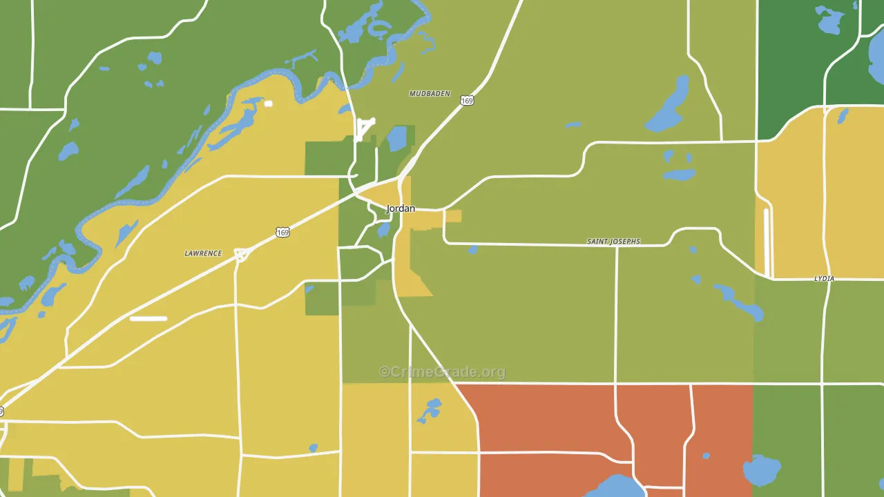 Jordan, MN Map of Assault Rates