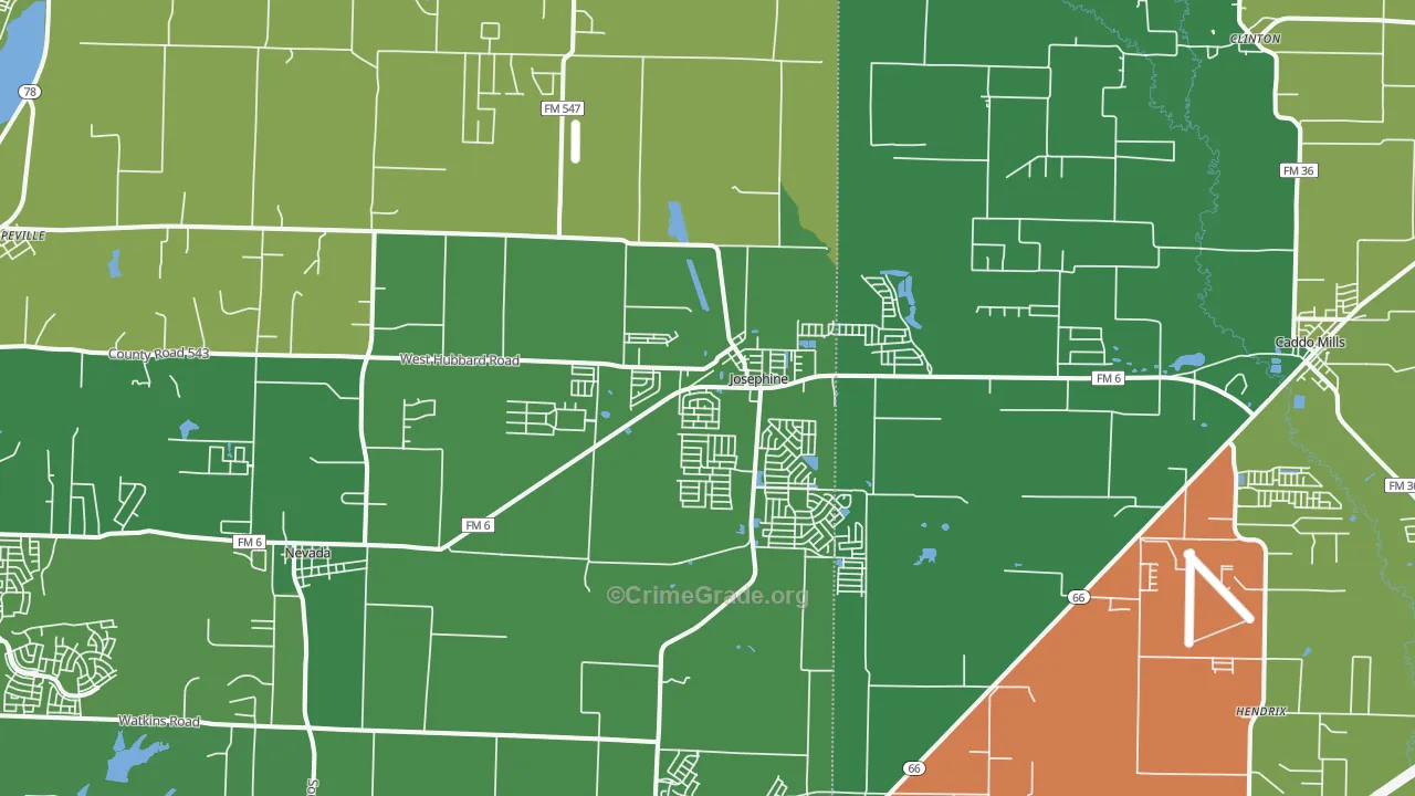 Josephine, TX Map of Assault Rates