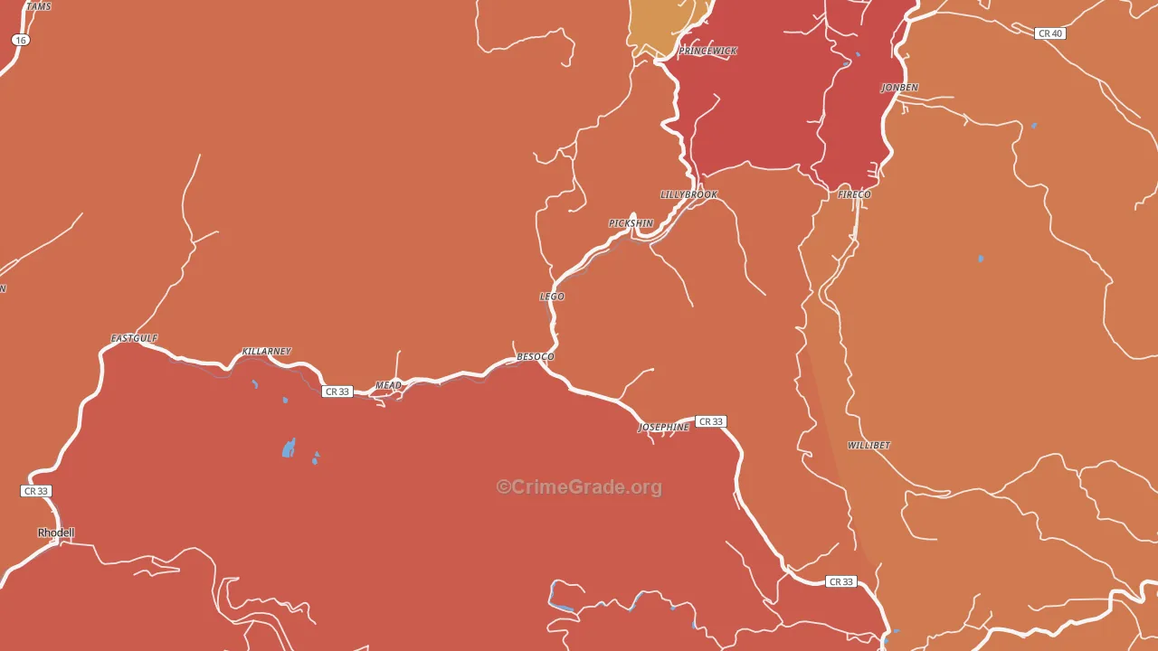 Josephine, WV Map of Assault Rates