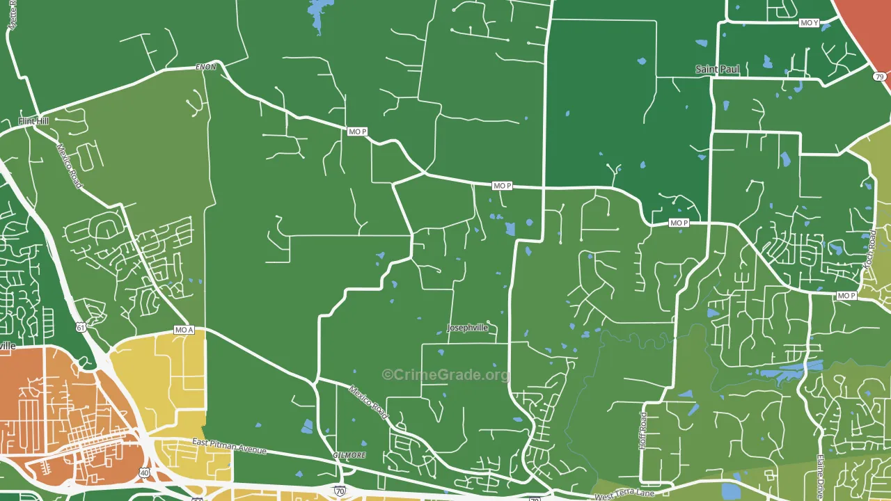 Josephville, MO Map of Assault Rates