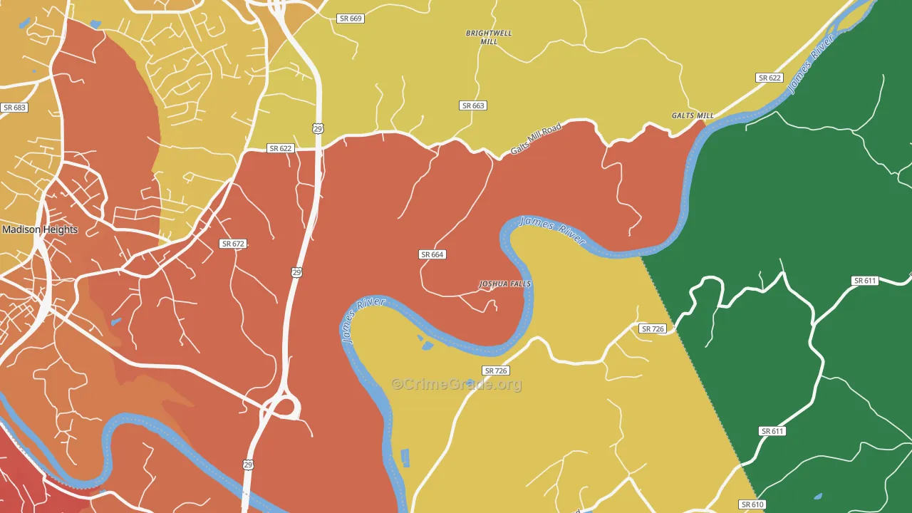 Joshua Falls, VA Map of Assault Rates