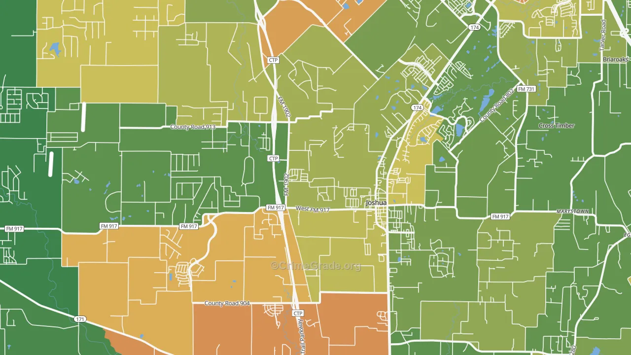 Joshua, TX Map of Assault Rates
