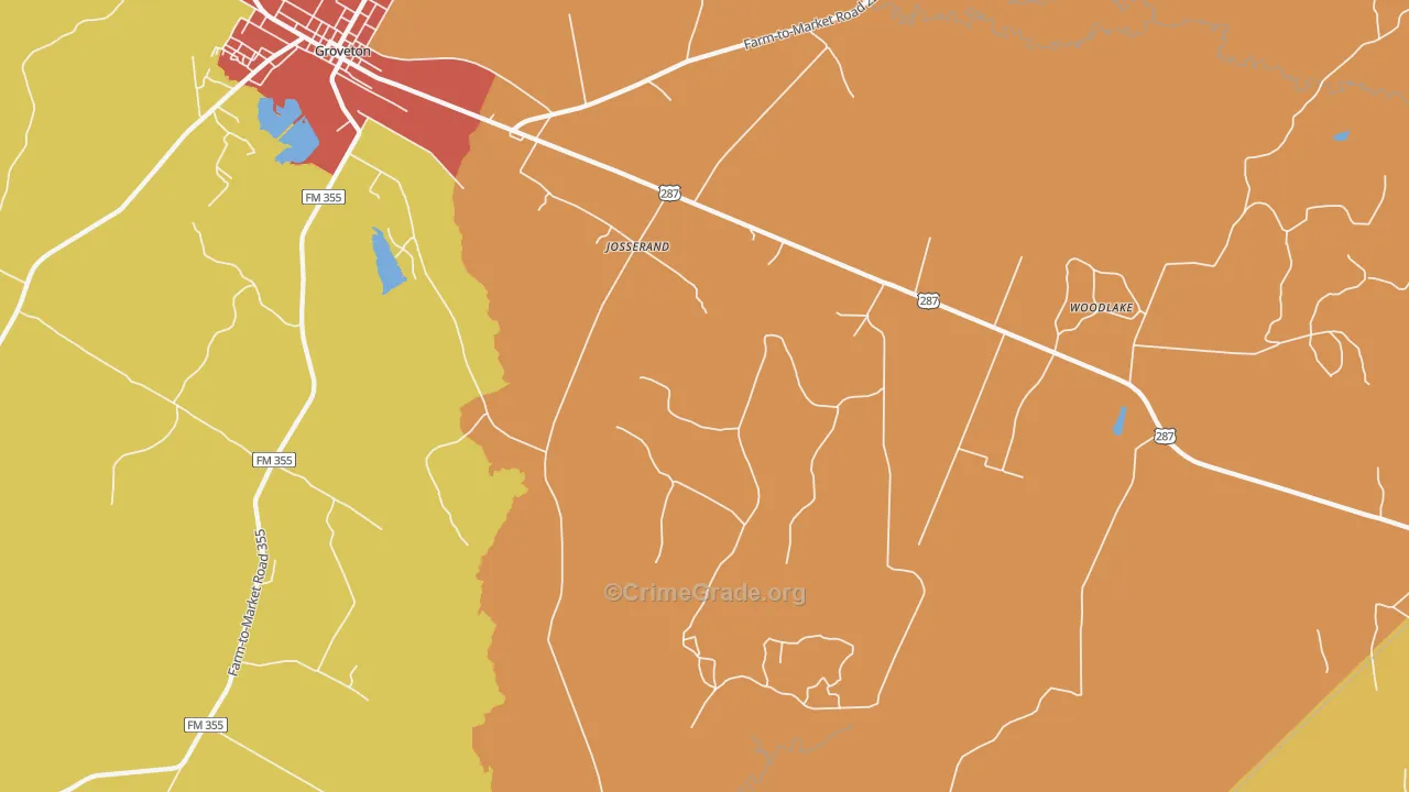 Josserand, TX Map of Assault Rates