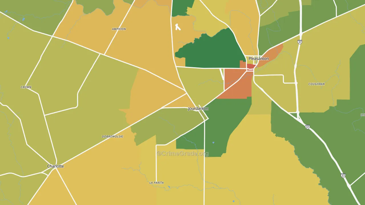 Jourdanton, TX Map of Assault Rates