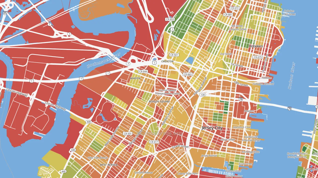 Journal Square, Jersey City, NJ Map of Assault Rates