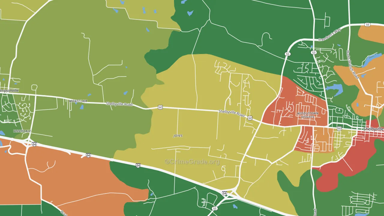 Joyes, KY Map of Assault Rates