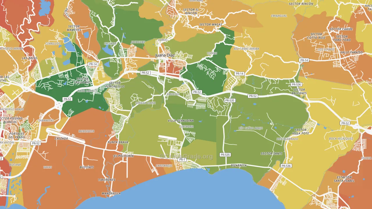 Juana Diaz, PR Map of Assault Rates