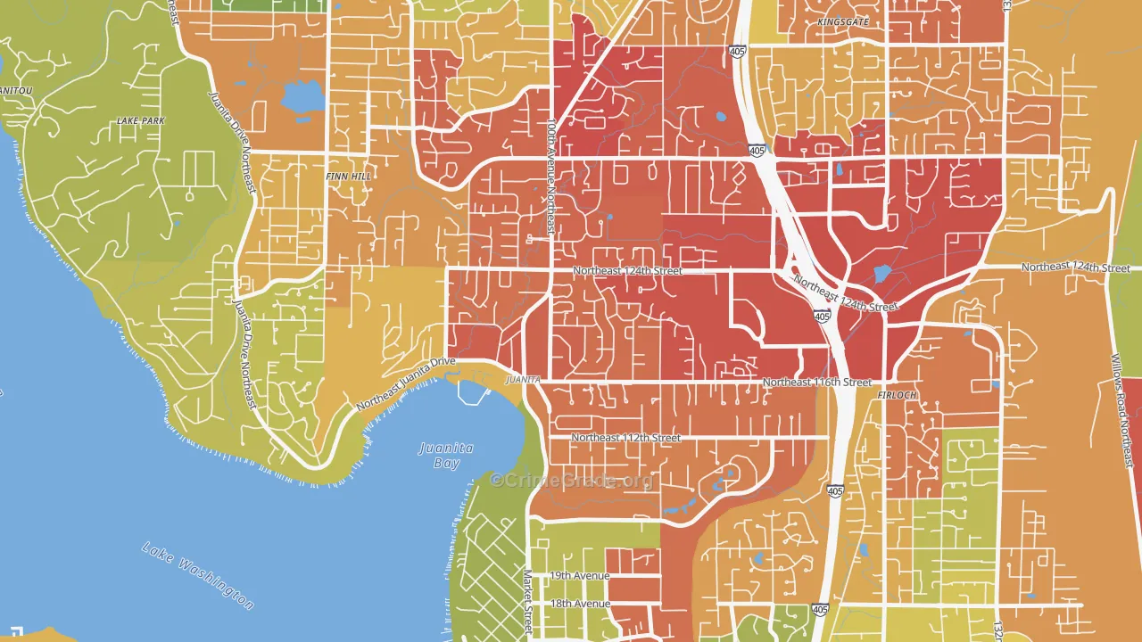 Juanita, Kirkland, WA Map of Assault Rates