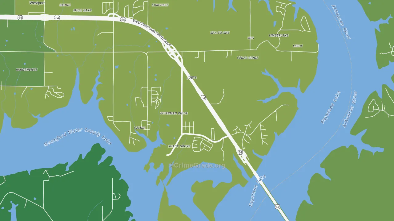 Jubys, OK Map of Assault Rates