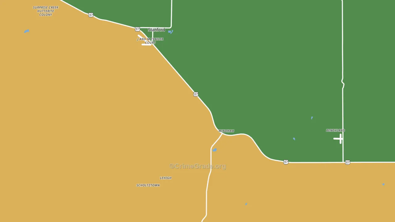 Judith Basin County, MT Map of Assault Rates