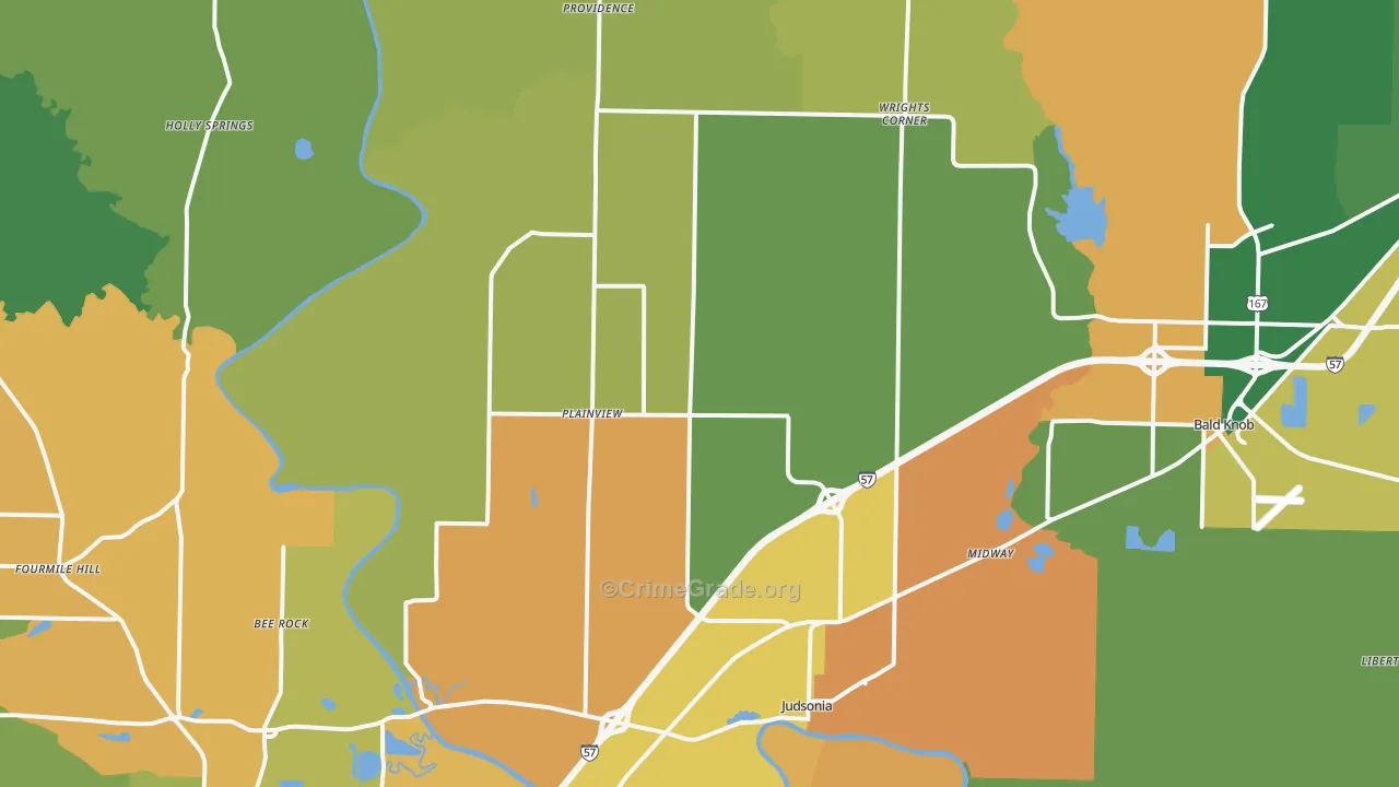 Judsonia, AR Map of Assault Rates