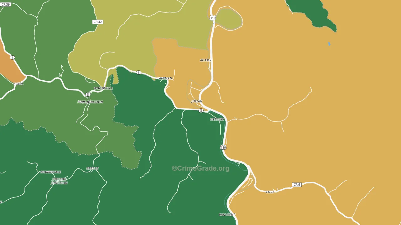 Julian, WV Map of Assault Rates