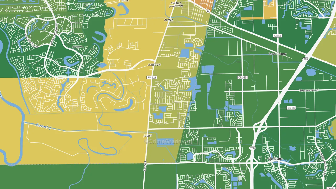 Juliff, TX Map of Assault Rates