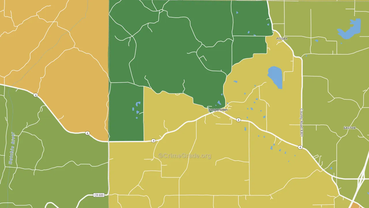 Jumpertown, MS Map of Assault Rates