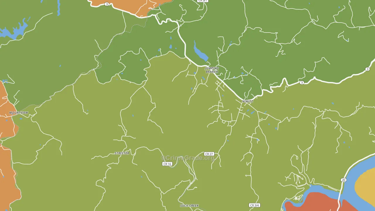Jumping Branch, WV Map of Assault Rates