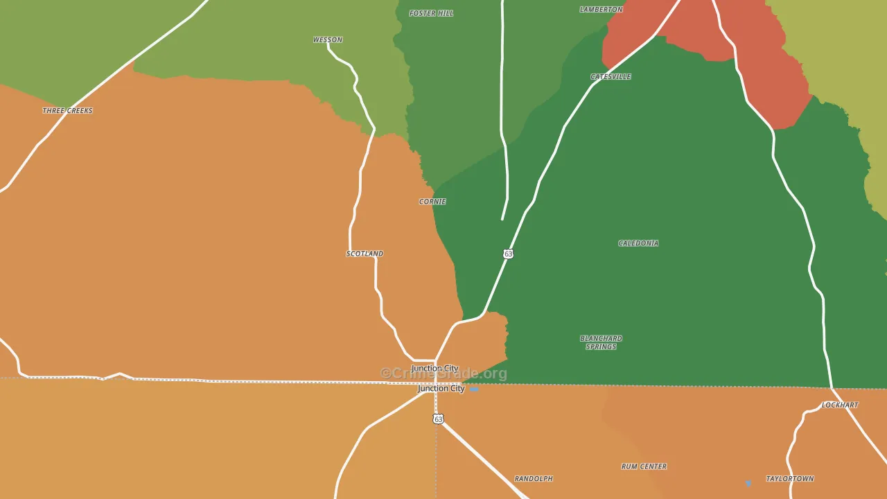 Junction City, AR Map of Assault Rates