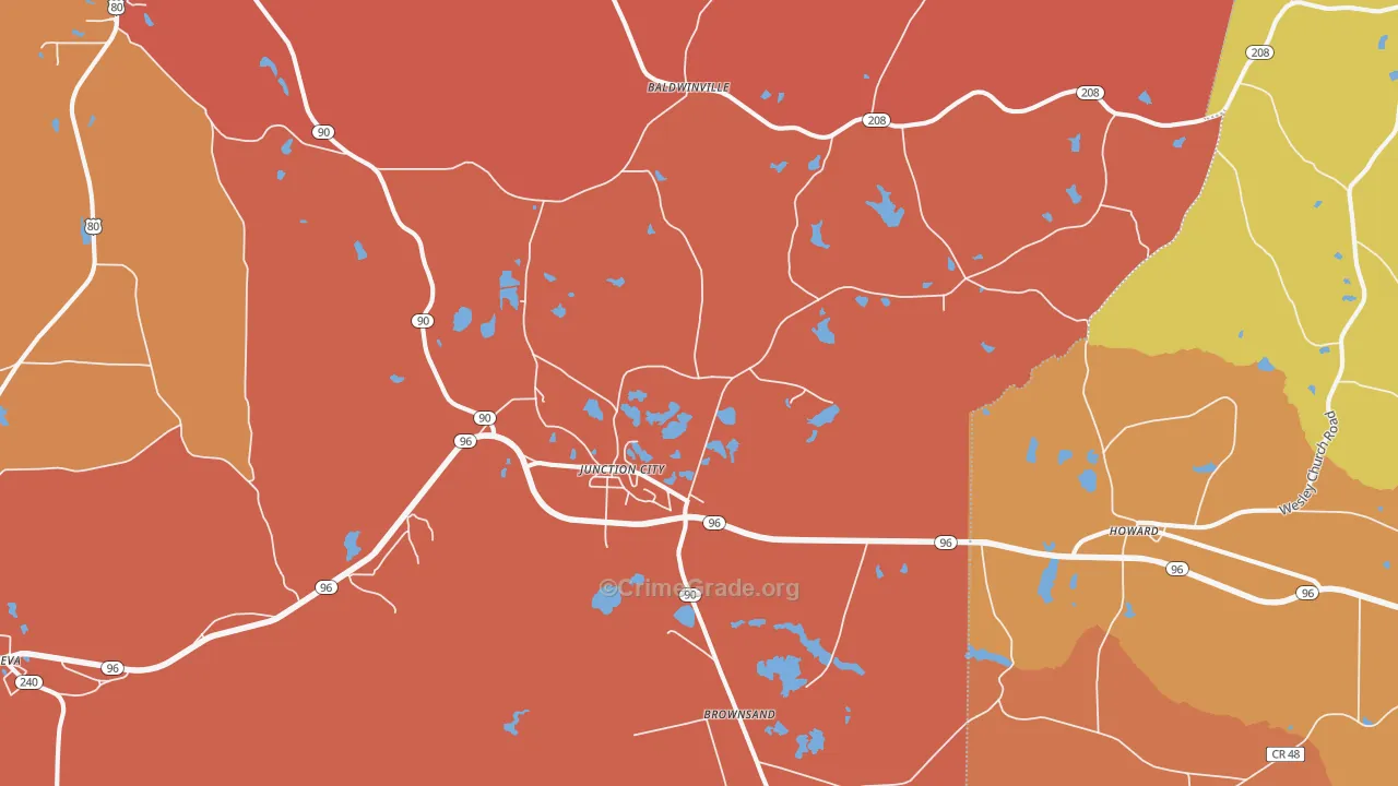Junction City, GA Map of Assault Rates