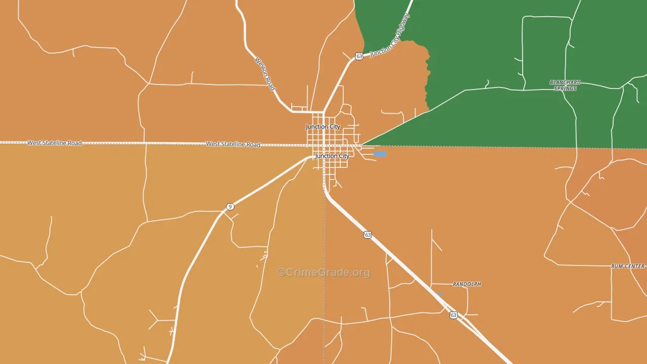 Junction City, LA Map of Assault Rates