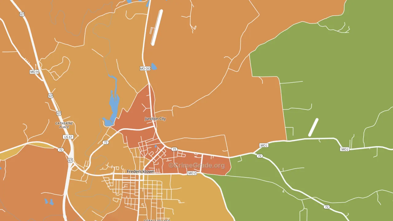 Junction City, MO Map of Assault Rates