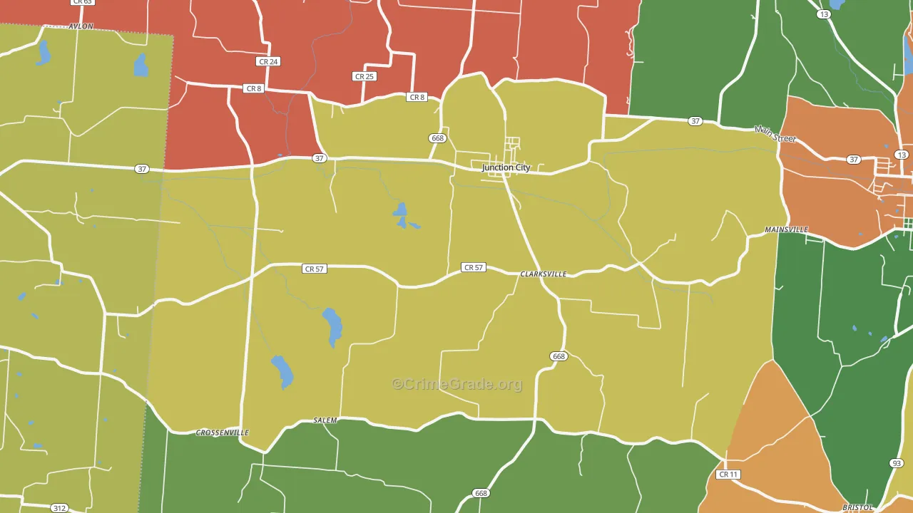 Junction City, OH Map of Assault Rates