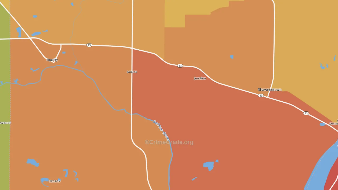 Junction, IL Map of Assault Rates