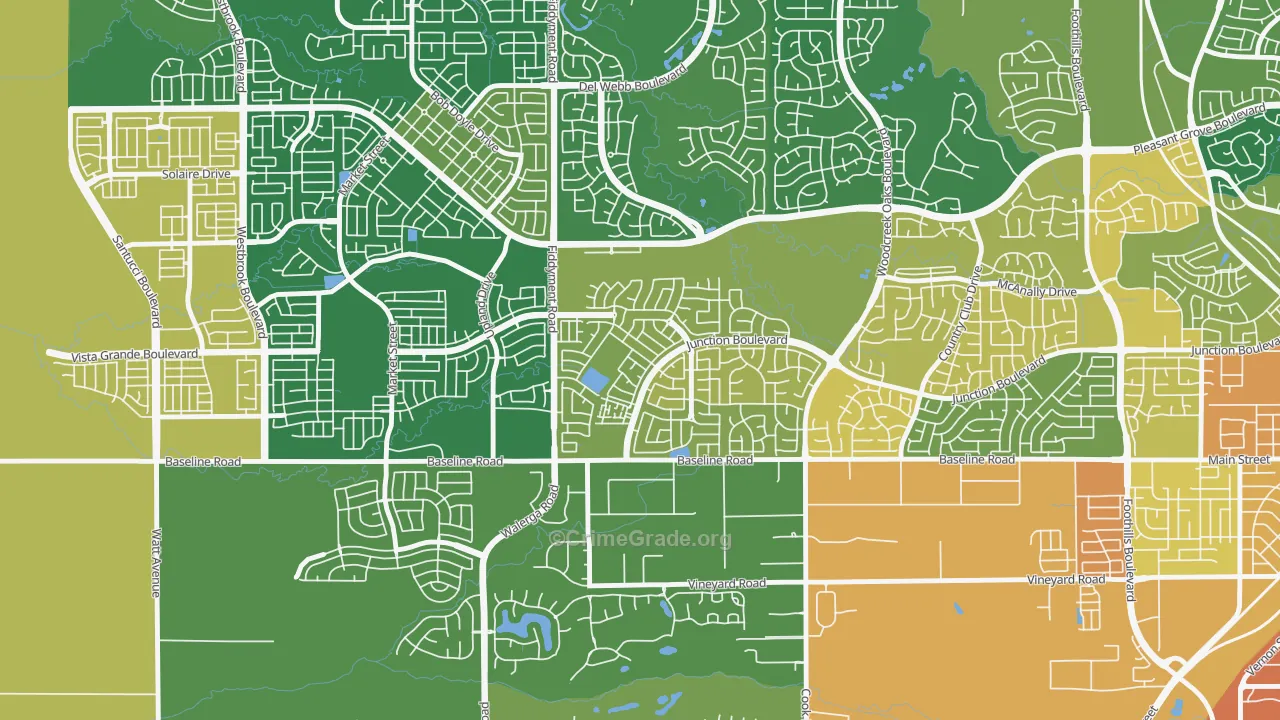 Junction West, Roseville, CA Map of Assault Rates