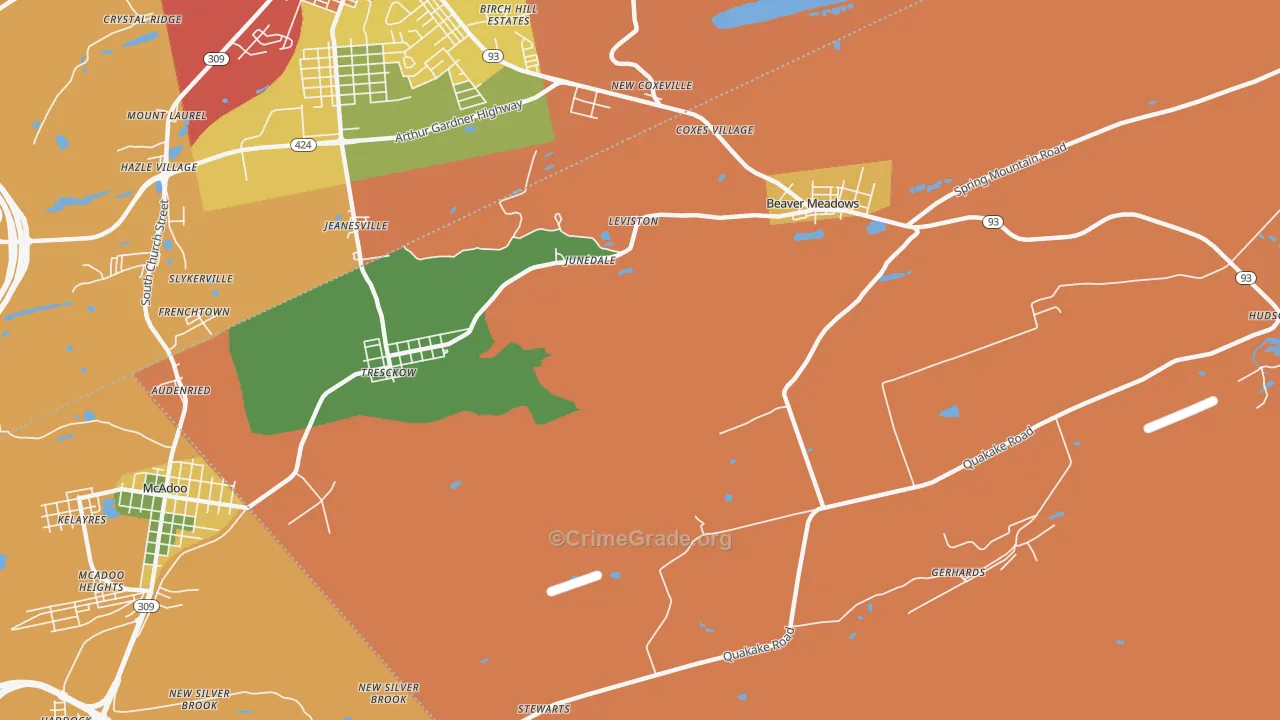 Junedale, PA Map of Assault Rates