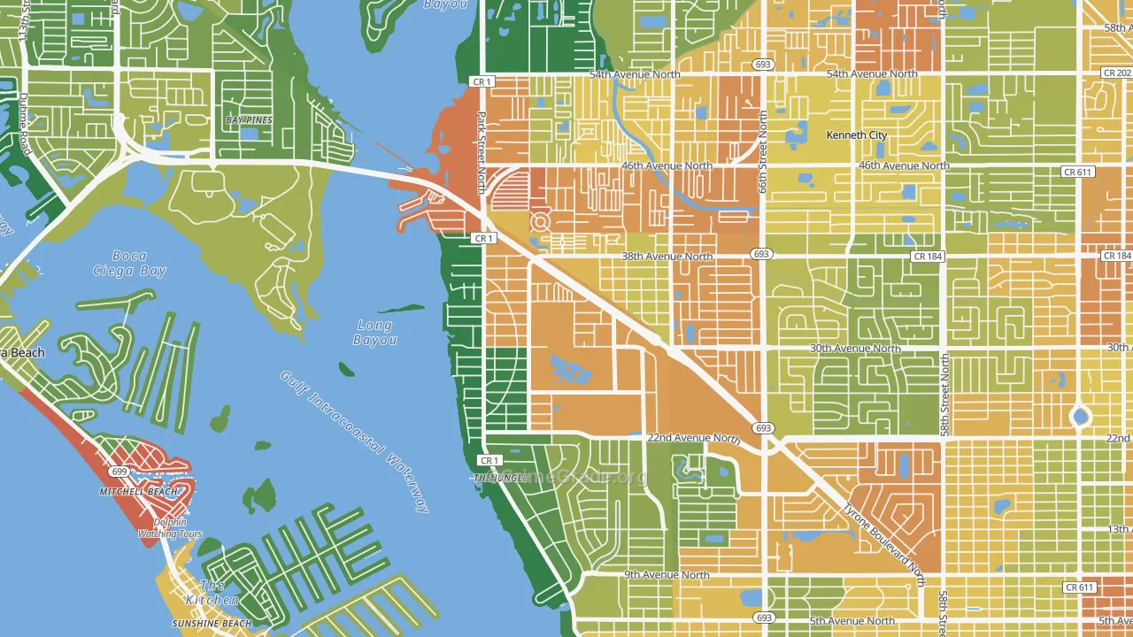 Jungle Terrace, St. Petersburg, FL Map of Assault Rates