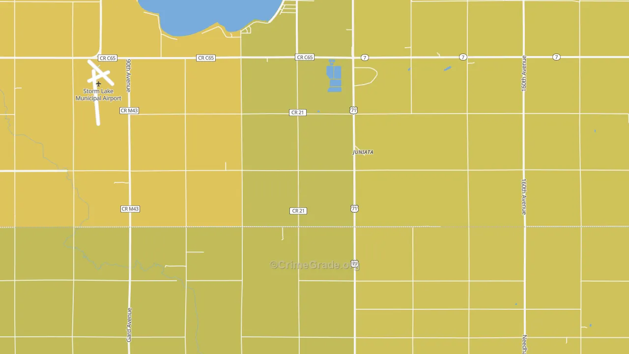 Juniata, IA Map of Assault Rates