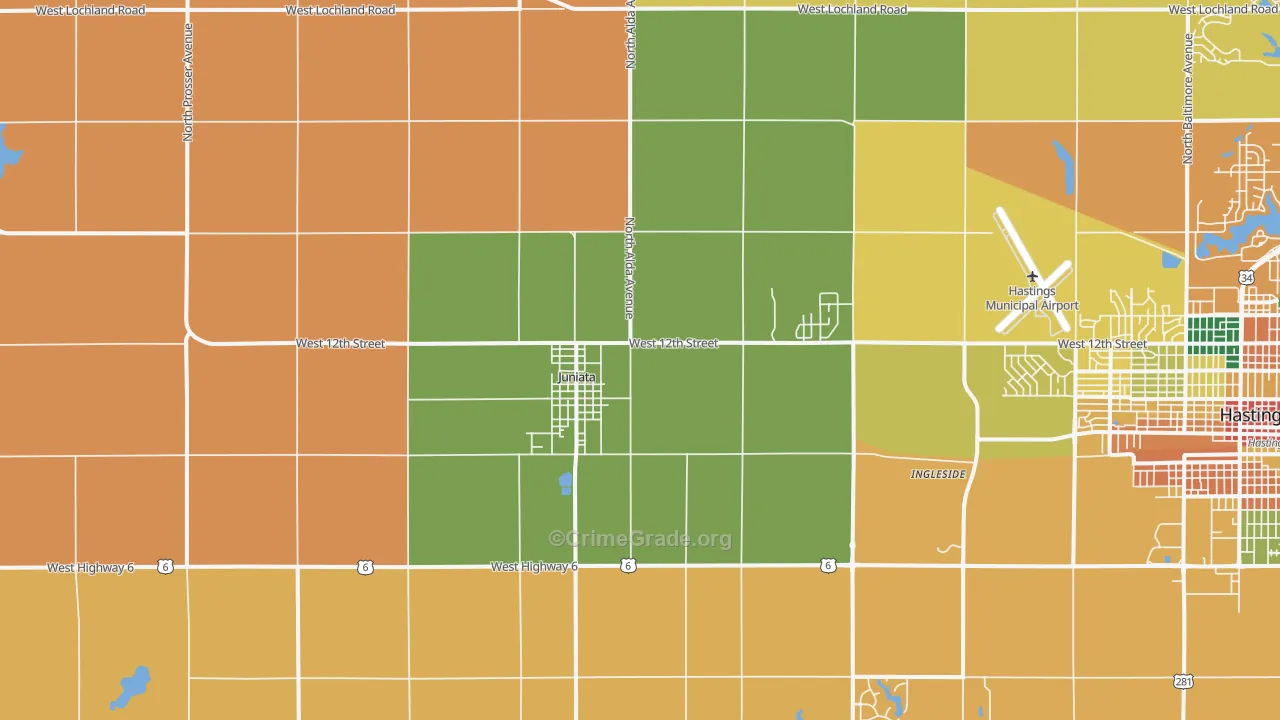 Juniata, NE Map of Assault Rates