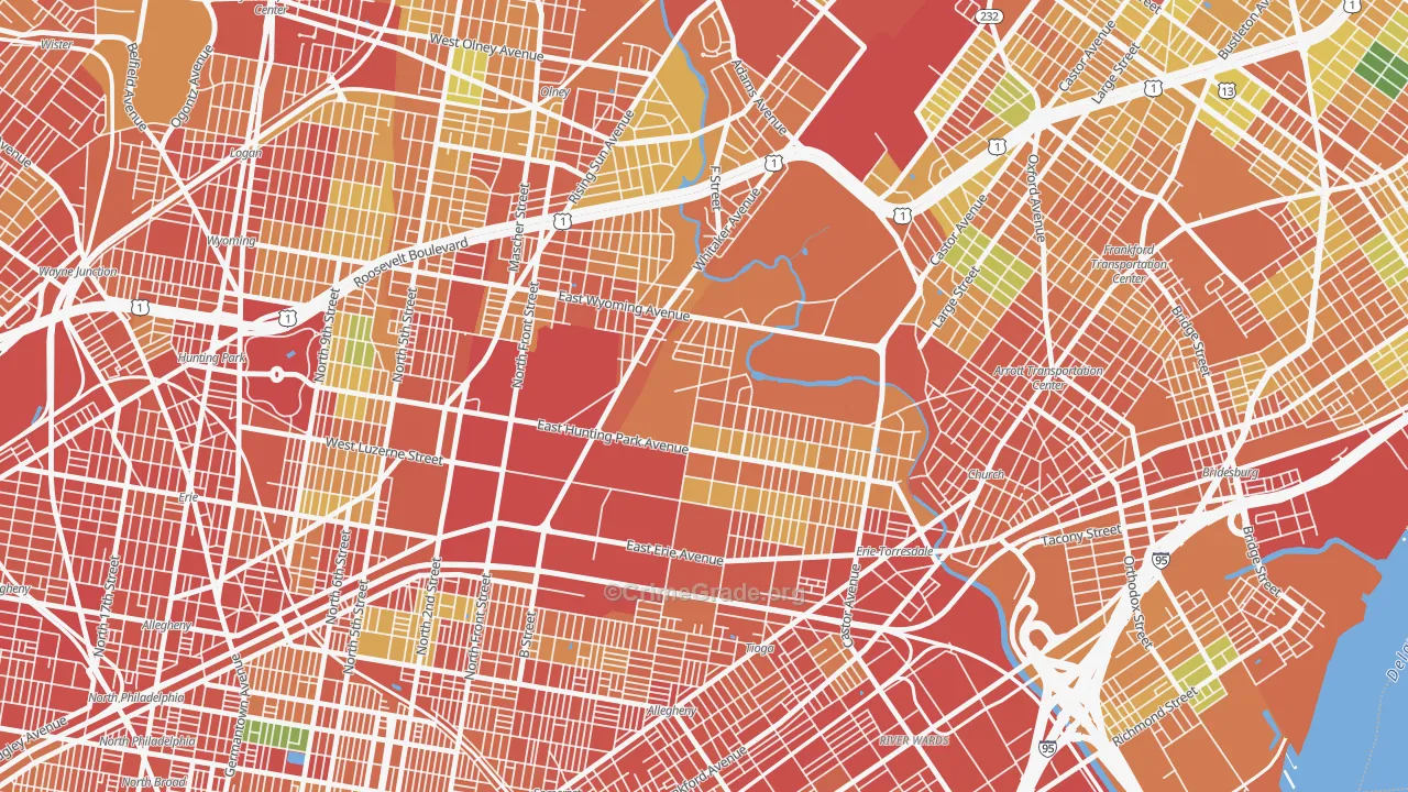 Juniata Park-Feltonville, Philadelphia, PA Map of Assault Rates