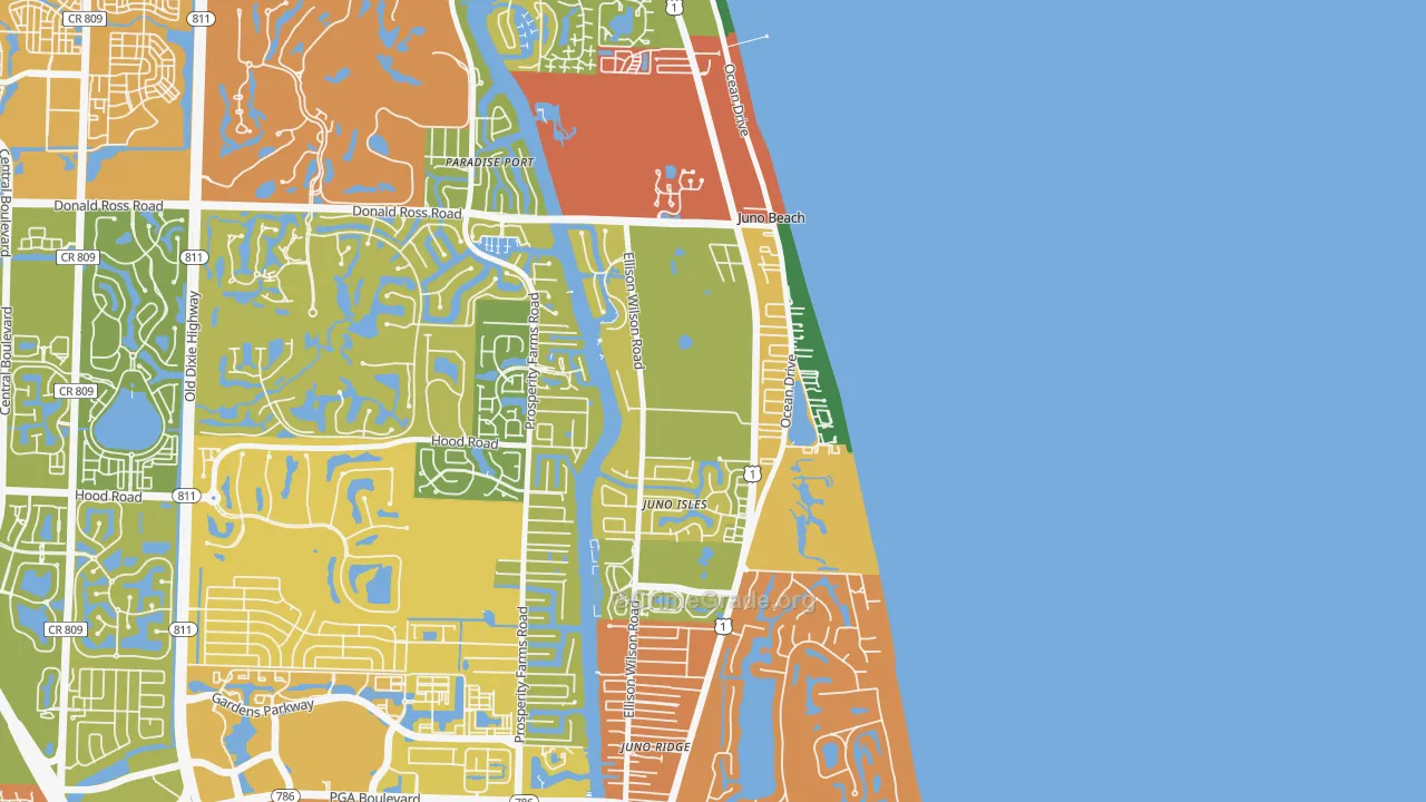 Juno Beach, FL Map of Assault Rates