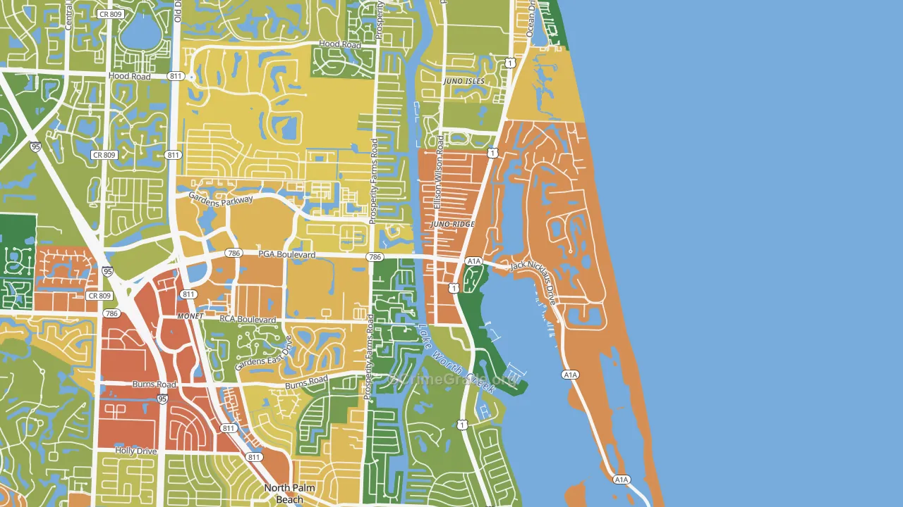 Juno Ridge, FL Map of Assault Rates
