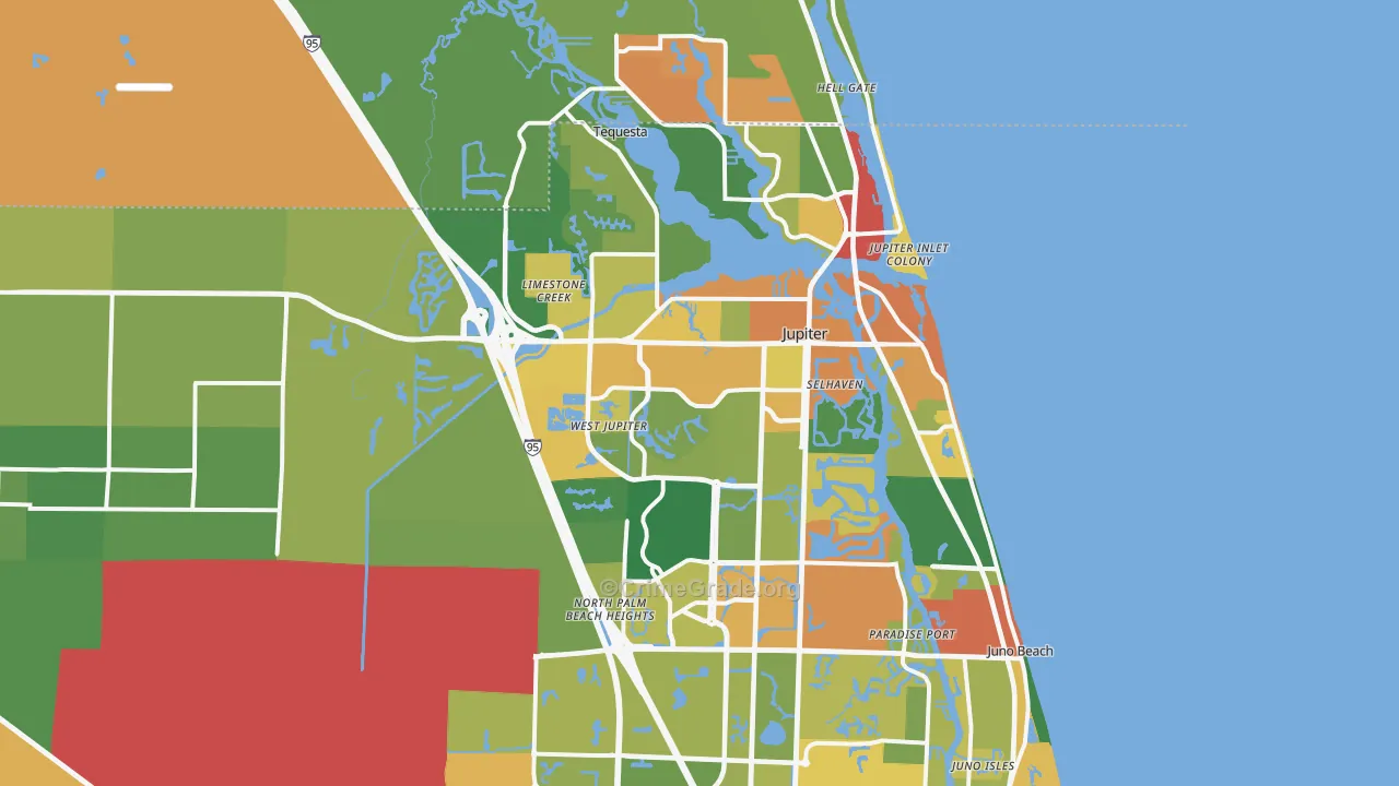 Jupiter, FL Map of Assault Rates