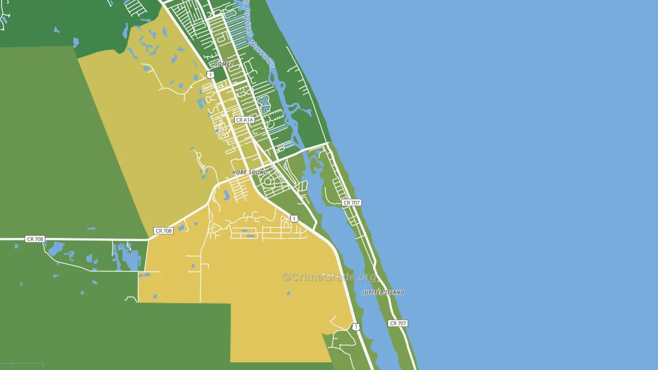 Jupiter Island, FL Map of Assault Rates
